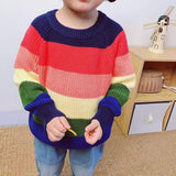 Kid Baby Girl Rainbow Cute Sweet Striped Sweater