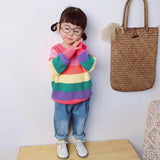 Kid Baby Girl Rainbow Cute Sweet Striped Sweater