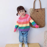 Kid Baby Girl Rainbow Cute Sweet Striped Sweater