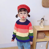 Kid Baby Girl Rainbow Cute Sweet Striped Sweater