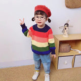 Kid Baby Girl Rainbow Cute Sweet Striped Sweater