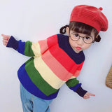 Kid Baby Girl Rainbow Cute Sweet Striped Sweater