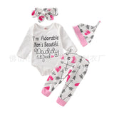 Baby Girl Valentine's Day Cotton Monogram Print 3 Pcs Sets