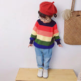 Kid Baby Girl Rainbow Cute Sweet Striped Sweater