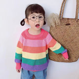 Kid Baby Girl Rainbow Cute Sweet Striped Sweater