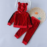 Kid Baby Girls Hooded Small Ears Long Sleeve Suit 2 Pcs Sets