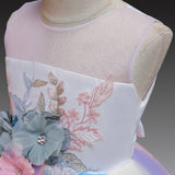 Kid Baby Girl Rainbow Pompous Flower Gauze Dresses