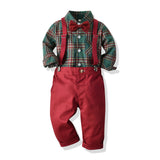 Plaid Lattice Red Bow Tie Baby Boy 2 Pcs Set suits