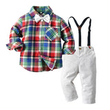 Baby Boy Plaid Suspenders Christmas 2 Pcs Set suits