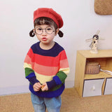 Kid Baby Girl Rainbow Cute Sweet Striped Sweater