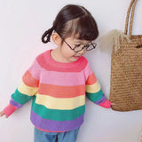 Kid Baby Girl Rainbow Cute Sweet Striped Sweater