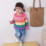 Kid Baby Girl Rainbow Cute Sweet Striped Sweater