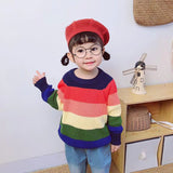 Kid Baby Girl Rainbow Cute Sweet Striped Sweater