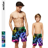 Family Matching Father Son Fog Digital Printing Holiday Loose Leisure Pants