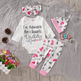 Baby Girl Valentine's Day Cotton Monogram Print 3 Pcs Sets