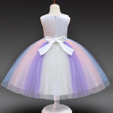 Kid Baby Girl Rainbow Pompous Flower Gauze Dresses