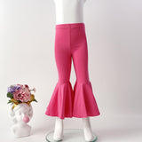 Kid Baby Girl Leggings Stretch Cotton Hem Bell Bottoms Solid Pants