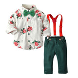 Baby Boy Floral Long Sleeve Suspenders Set 2 Pcs suits
