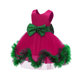 Kids Girl Backless Sequin Bow Tutu Mesh Princess Wedding Christmas Dresses