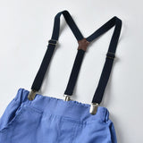 Gray Printed Long-sleeved Suspenders Baby Boy 2 Pcs Set suits