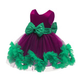 Kids Girl Backless Sequin Bow Tutu Mesh Princess Wedding Christmas Dresses