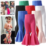 Kid Baby Girl Leggings Stretch Cotton Hem Bell Bottoms Solid Pants