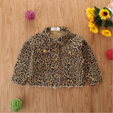 Kid Baby Girl Denim Leopard Print Autumn Casual Coat