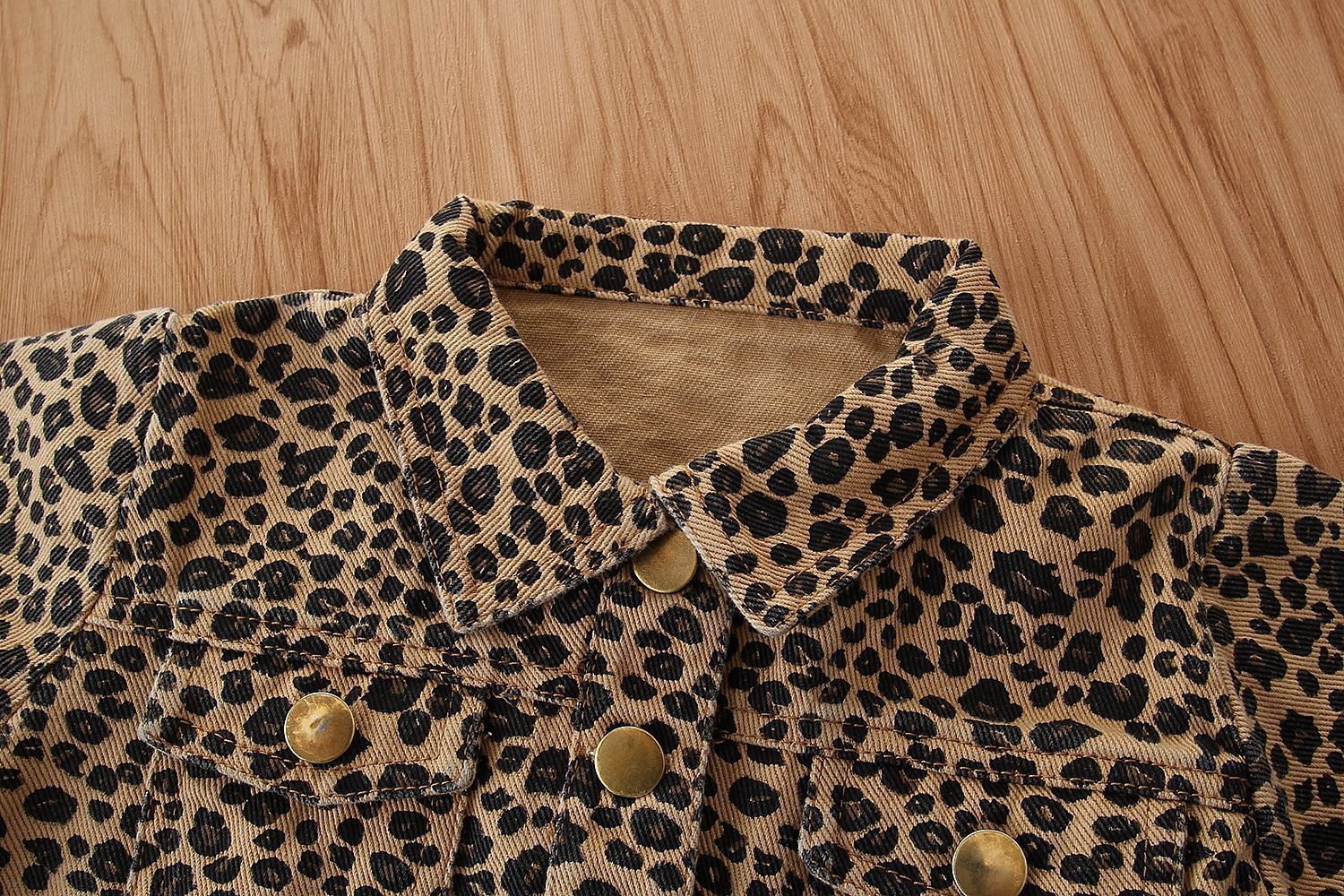 Kid Baby Girl Denim Leopard Print Autumn Casual Coat