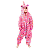 Kid Girl Cartoon Animal One-piece Flanel Unicorn Pajamas