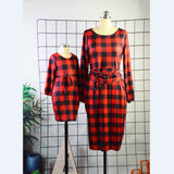 Family Matching Plaid Hip Parent-child Dress