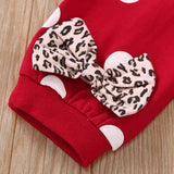 Baby Girl Valentine's Day Print Letter Long Sleeve  Leg Polka Dot Set 2 Pcs Sets