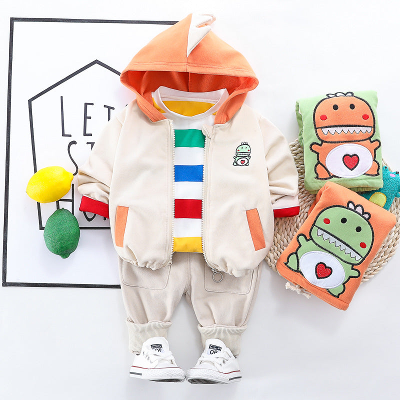 Kids Baby Boy Autumn Dinosaur 3 Pcs Set Suit