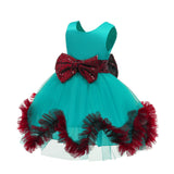 Kids Girl Backless Sequin Bow Tutu Mesh Princess Wedding Christmas Dresses