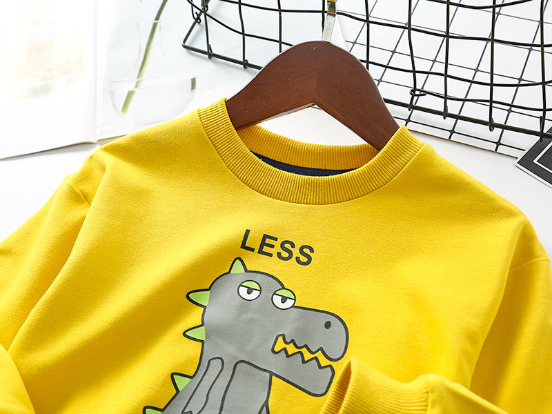 Kid Girl Cartoon Dinosaur Printed Sweatshirt Crew Neck Shirt
