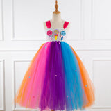 Kid Girl Christmas Long Colorful Candy Mesh Unicorn Dress