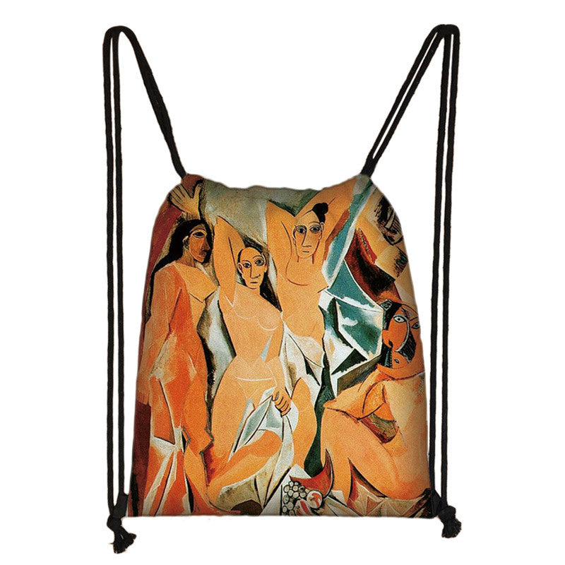Travel Outdoor Backpack Van Gogh Da Vinci Polyester Bundle Bags