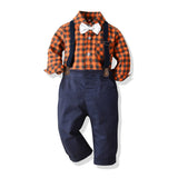 Plaid Suspenders Baby Boy Set 2 Pcs suits