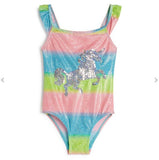 Kid Girls Sequin One-piece Unicorn Gilded Gradient Swimsuit