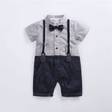 Baby Boy Gentleman Tuxedo Short Sleeve Summer Thin 3 Pcs Sets