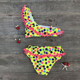 Kid Baby Girl Colored Balls Bikini Slanted Shoulders Swimsuits