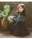 Kid Girl Golden Velvet Fashionable Spring Dresses