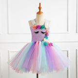 Kid Girl Rainbow Unicorn Princess Dress Halloween Carnival Dress