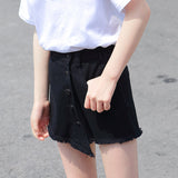 Kid Summer Girl Light Blue Irregular Casual College Wind Basic High Waist Skirts
