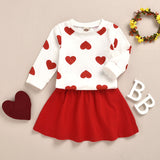 Kid Baby Girl Spot Valentine Suit Cotton Long Sleeve 2 Pcs Sets