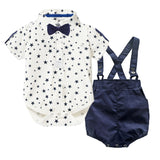 Baby Boy Gentleman Tie Crawl Suit Short Sleeve Star 2 Pcs Sets