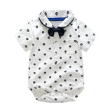 Baby Boy Gentleman Tie Crawl Suit Short Sleeve Star 2 Pcs Sets
