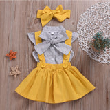 Kid Baby Girl Fashionable Short Sleeve Strap 2 Pcs Sets