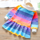 Kid Baby Girls Stripe Springd Autumn Lace Collar Short Dress