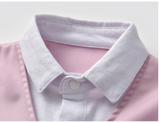 Baby Boy Suit Gentleman Short Sleeve Fake Solid Sets 2 Pcs