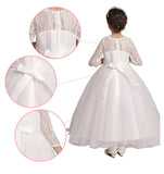 Kid Girl Princess Bowknot Pompous Flower Wedding Evening Dresses